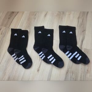 ADIDAS Boys Athletic Socks w. White Stripe Accents - 3 Pairs Size 10C-3Y
